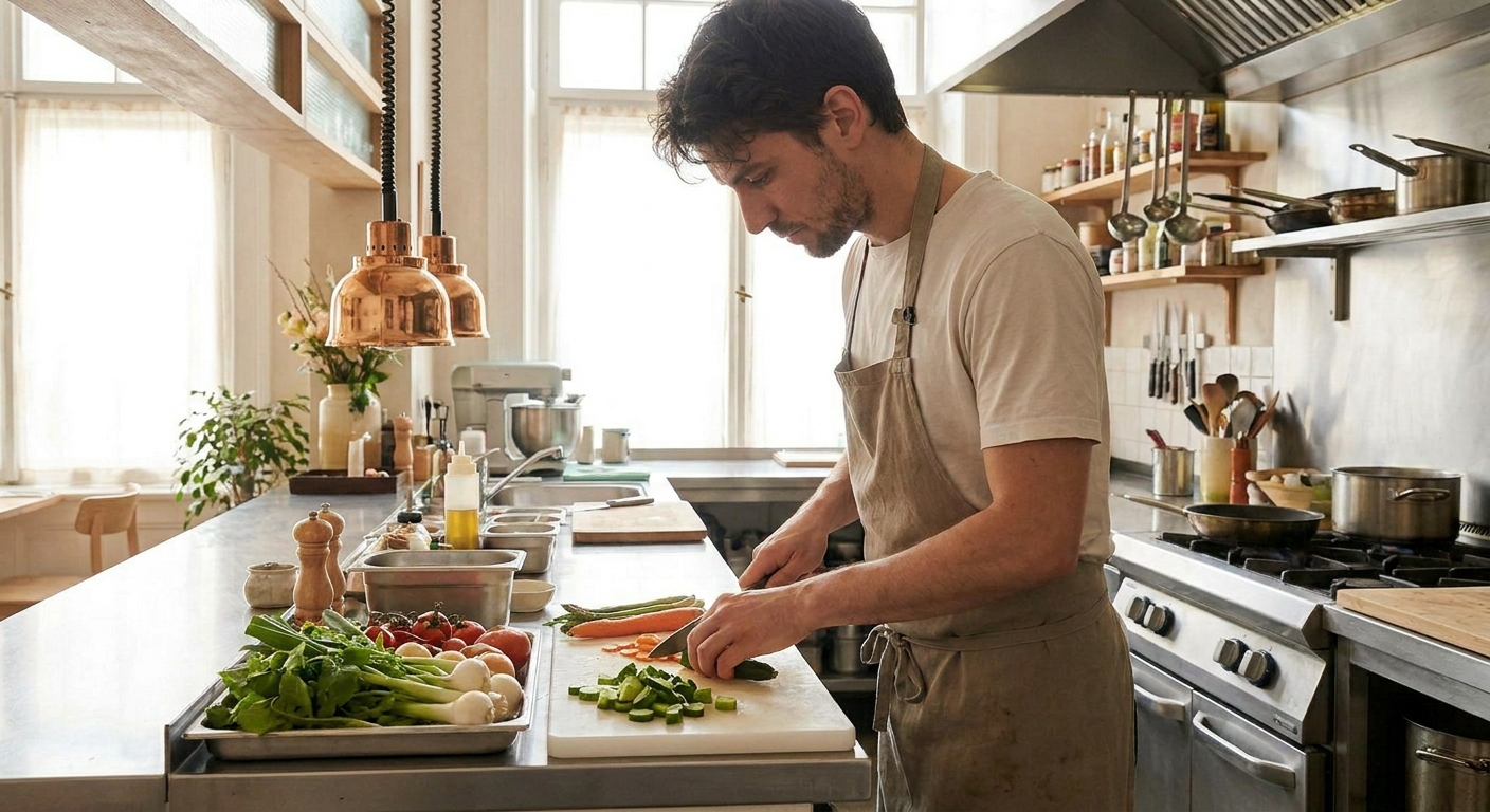 Chef prepare fresh local ingredients